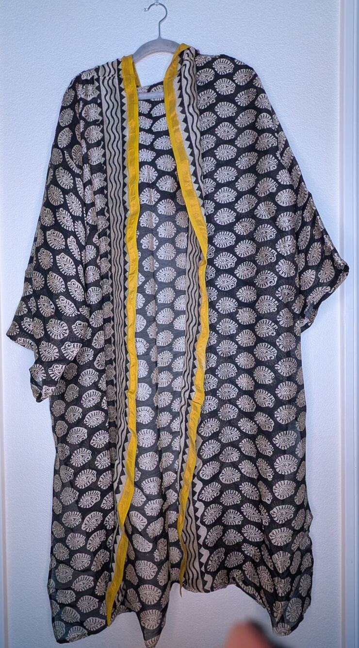 Handmade Hooded Kimono OS Indian Fabric Natural Fibers Festival Rave Burning Man